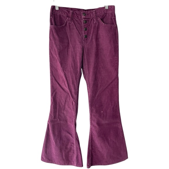 Vtg LEVI’S Orange Tab Corduroy Pants Sz 29 Purple Maroon Bell Bottoms Big E Rare - Picture 1 of 11